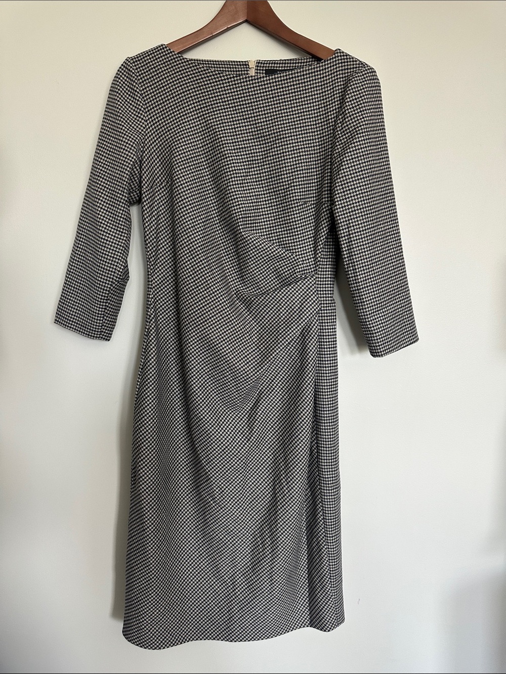 Max Mara Weekend Houndstooth Wool Shift Dress Size 8